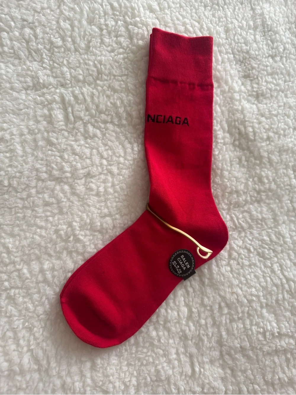 🛍️ Fashion Red Crew Sock with Subtle Black Logo